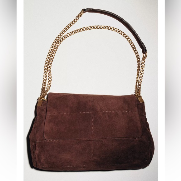 Zara leather chocolate brown leather shoulder bag purse - Picture 3 of 14